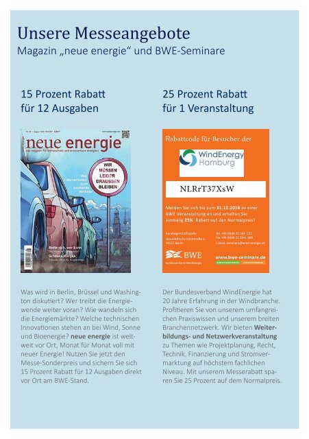 Messeflyer WindEnergy Hamburg 2018