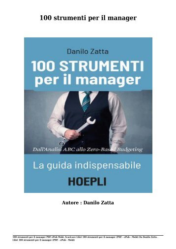Scaricare Libri 100 strumenti per il manager Gratis Di Danilo Zatta 