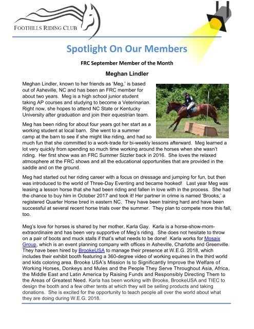 September 2018 FRC Member Newsletter