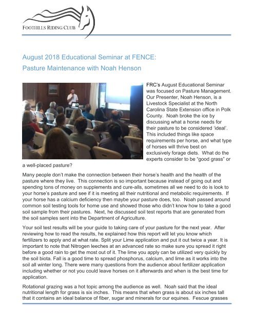 September 2018 FRC Member Newsletter