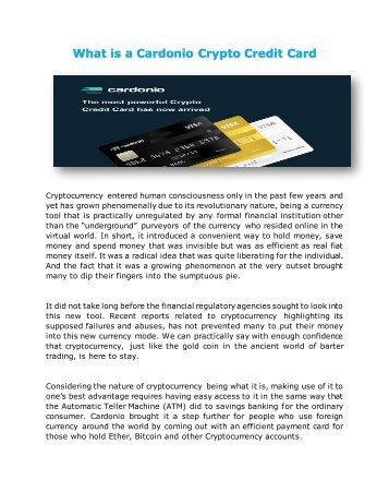 What is a Cardonio Crypto Credit Card