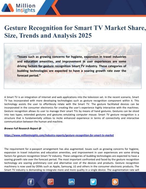 Gesture Recognition for Smart TV Market Share, Size, Trends and Analysis 2025