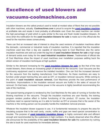Excellence of used blowers and vacuums-coolmachines.com