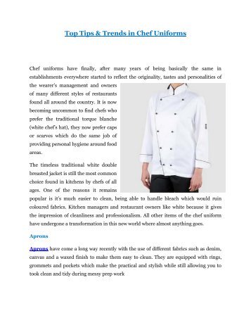 Top Tips and Trends in Chef Uniforms