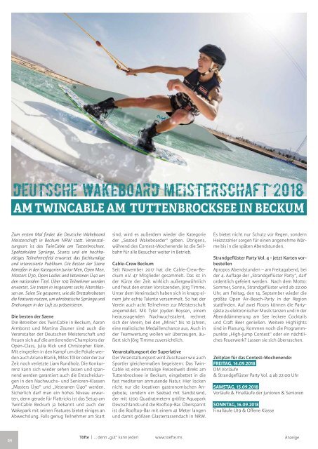 Töfte Regionsmagazin 09/2018 - Gesunder Schlaf / Auto