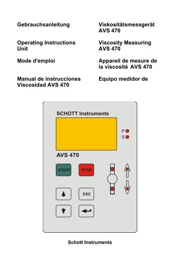 Gebrauchsanleitung Viskositätsmessgerät AVS 470 ... - SI Analytics