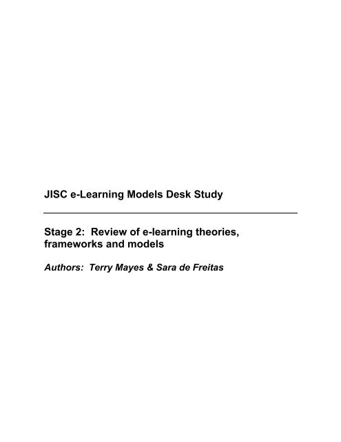 Review of e-learning theories, frameworks and models - Jisc