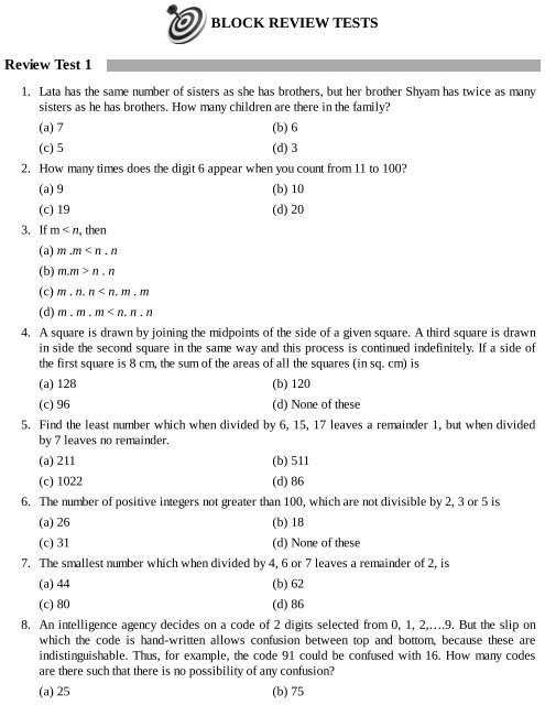 BLOCK REVIEW TESTS Review