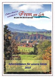 Informationen für unsere Gäste 2010 - Prem am Lech
