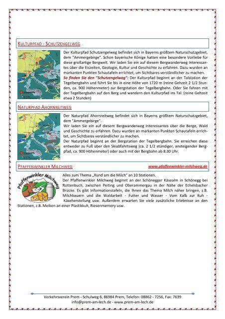 Informationen für unsere Gäste 2010 - Prem am Lech