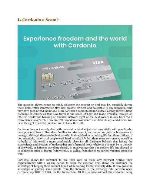 Is Cardonio a Scam?