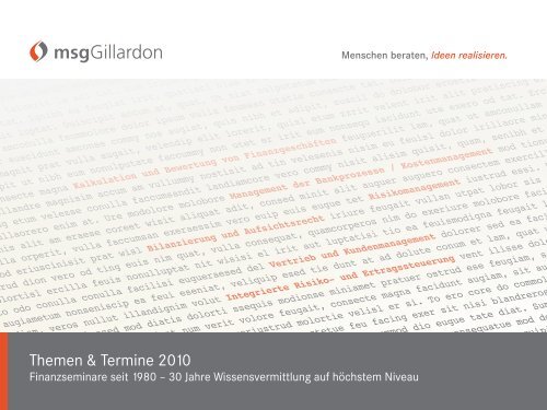 Integrierte Risiko- und Ertragssteuerung - msgGillardon AG