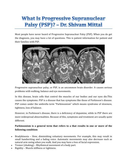 What Is Progressive Supranuclear Palsy (PSP)