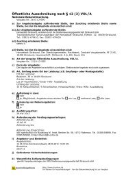 Öffentliche Ausschreibung nach § 12 (2) VOL/A - Hansestadt Stralsund