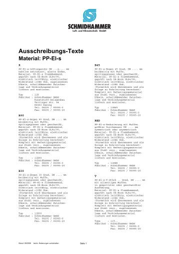 Ausschreibungs-Texte Material: PP-El-s - Schmidhammer Kunststoffe