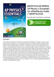 [DOWNLOAD $PDF$] AP Physics 1 Essentials An APlusPhysics Guide DOWNLOAD