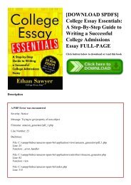 [DOWNLOAD $PDF$] College Essay Essentials A Step-By-Step Guide to Writing a Successful College Admissions Essay FULL-PAGE