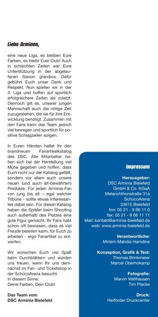 Dein Fanartikelkatalog 2011/2012 - DSC Arminia Bielefeld