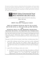 RREEF China REIT Management Limited WRIT OF SUMMONS ...