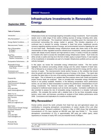 Infrastructure Investments in Renewable Energy - RREEF Real Estate