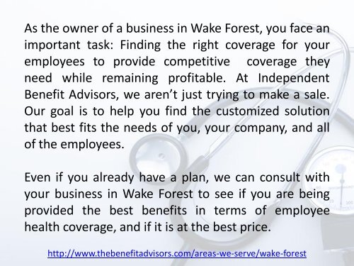 Employee and Group Health Plan Coverage in Wake Forest NC