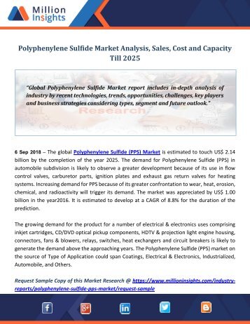 Polyphenylene Sulfide Market Analysis, Sales, Cost and Capacity Till 2025