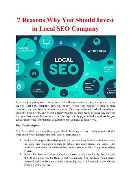 7 Reasons Why You Should Invest in Local SEO Company