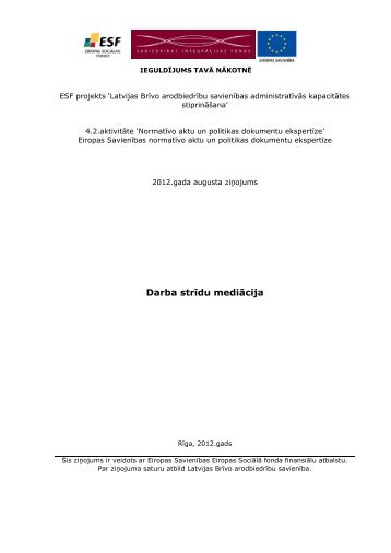 Darba strīdu mediācija - Latvijas Brīvo Arodbiedrību Savienība