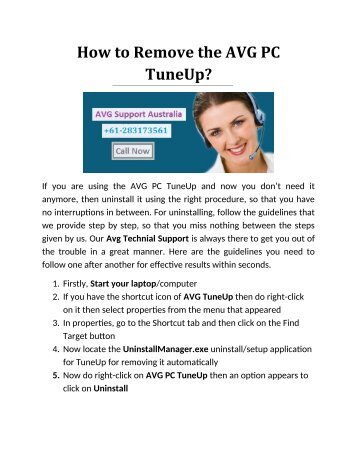 How to Remove the AVG PC Tune up