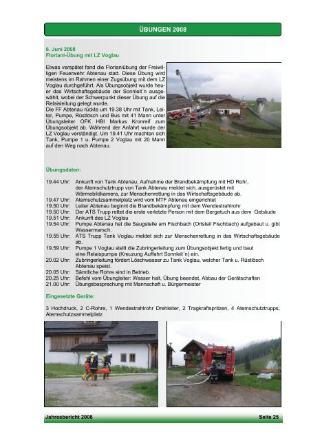 Freiwillige Feuerwehr Abtenau Jahresbericht 2008