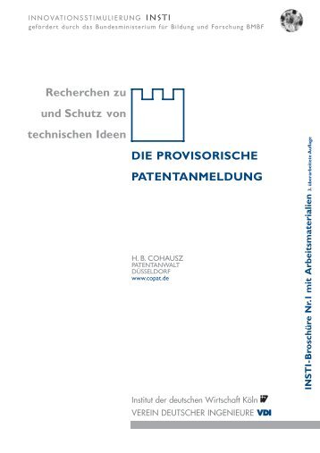 provisorische Patentanmeldung - Cohausz Dawidowicz Hannig ...