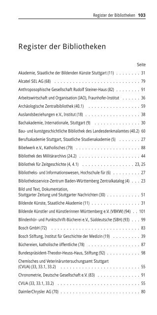 Bibliotheken in Stuttgart, 7. Aufl. 2001 - Universität Hohenheim