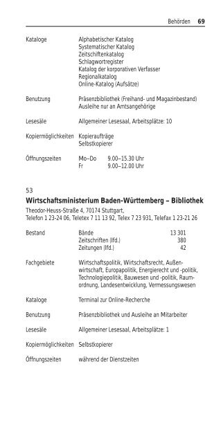 Bibliotheken in Stuttgart, 7. Aufl. 2001 - Universität Hohenheim