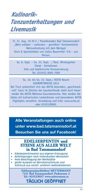 Monatsprogramm als herunterladen - Bad Tatzmannsdorf ...