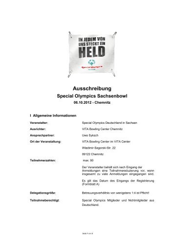 Ausschreibung Special Olympics Sachsenbowl