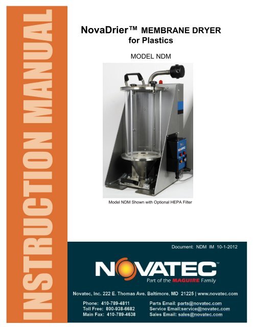 Used- Novatec NovaDrier non-desiccant resin dryer
