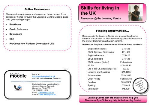 Skills for living in the UK
