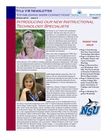 Spring 2012 Issue - Fischler School - Nova Southeastern University