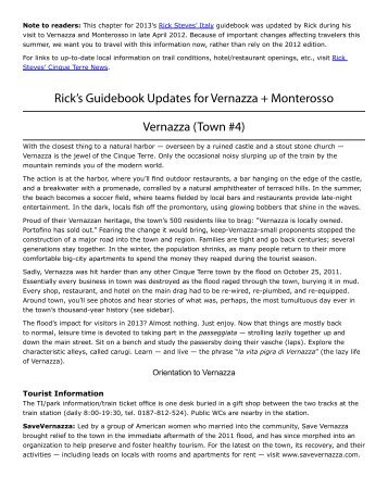 Rick's Guidebook Updates for Vernazza + Monterosso ... - Rick Steves