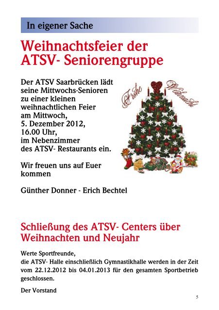 ATSV Kurier - ATSV Saarbrücken