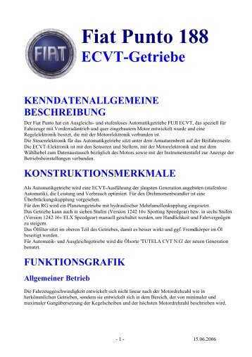 Fiat Punto 188 ECVT Getriebe.PDF - AutoExtrem.de