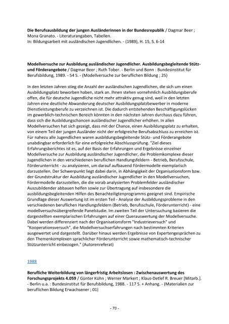 Berufliche Bildung von Migrantinnen und Migranten - BiBB