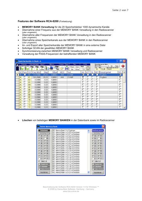 RCA-8200 Version 1.5 für Microsoft Windows™