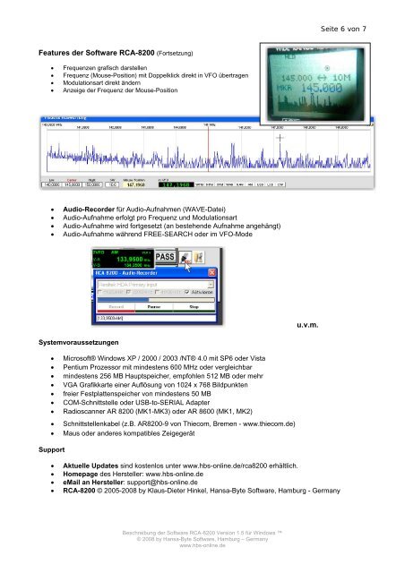 RCA-8200 Version 1.5 für Microsoft Windows™