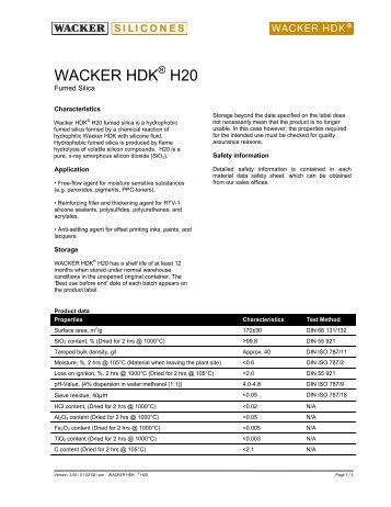 WACKER HDK H20 - Brenntag Specialties, Inc.