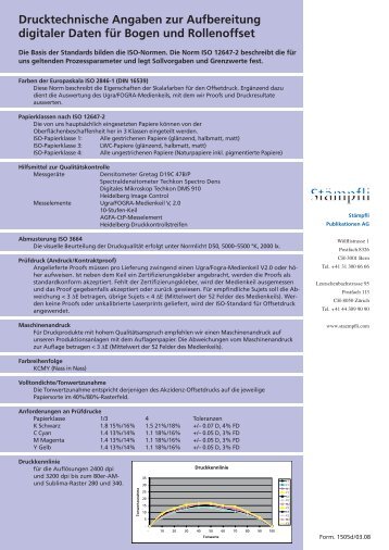 Drucktechnische Angaben zur Aufbereitung digitaler Daten für ...