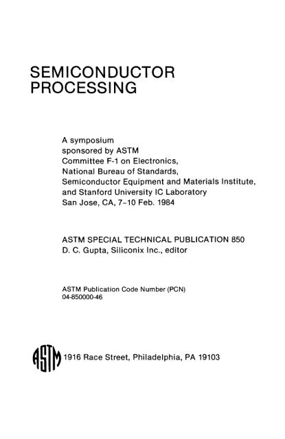 Semiconductor Processing - ASTM International