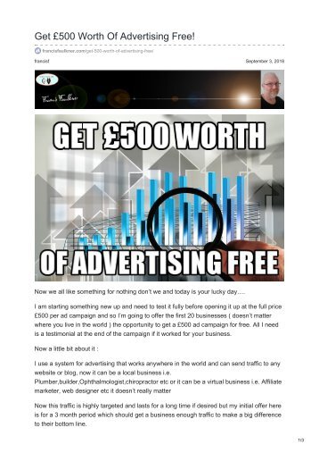 Get £500 Worth Of Advertising Free