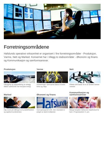 Forretningsområdene - Hafslund årsrapport 2011