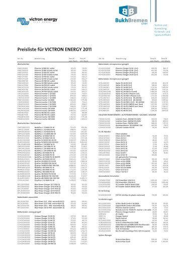 Preisliste für VICTRON ENERGY 2011 - BUKH Bremen